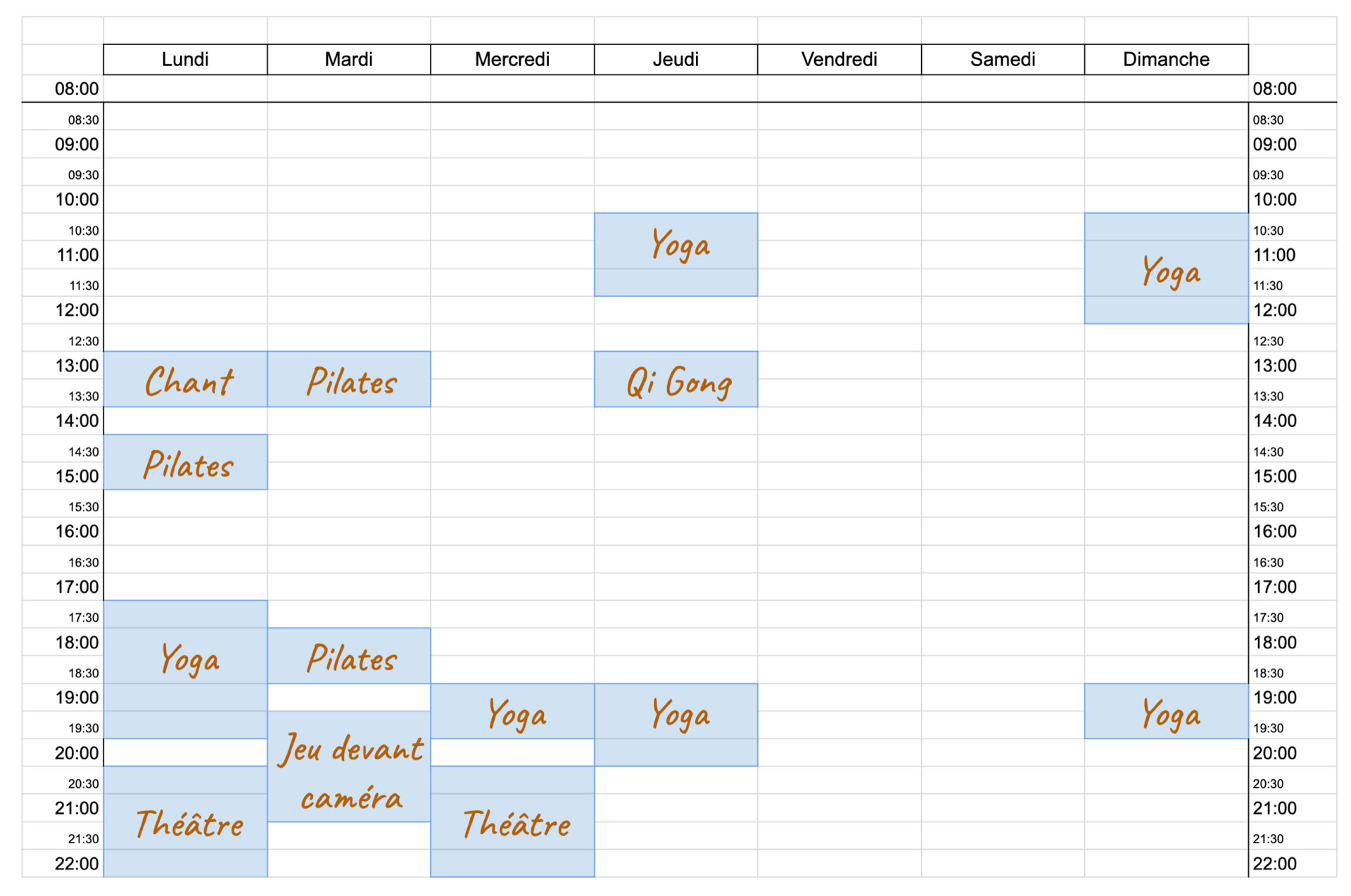 Planning Salle d'activit&eacute; les TURBULENTS